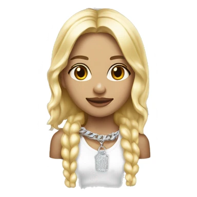 a beautiful blonde girl with iced out chains, full body sticker