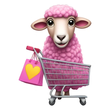 pink sheep with shopping bags  sticker