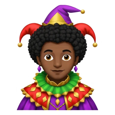 Medieval jester with dark brown skin and black Afro hair sticker