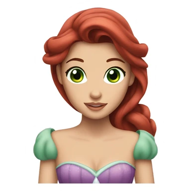 princess ariel with brown hair and green eyes sticker