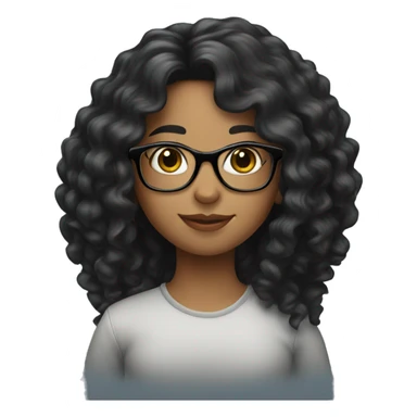 Girl with long black curly hair with glasses sticker