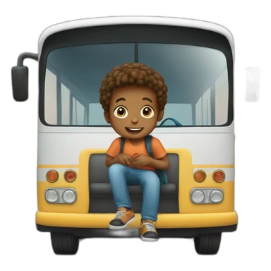 Young boy travel in bus  sticker