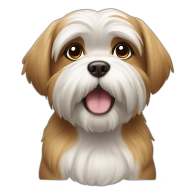 Shitzu dog with a playful face sticker