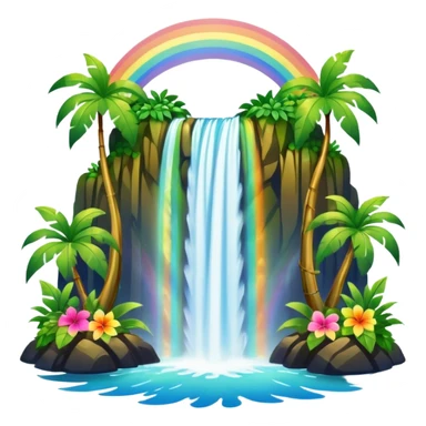 Hawaiian waterfall with rainbow sticker
