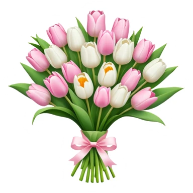 Pink flower bouquet with white tulips sticker