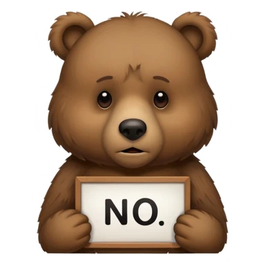 bear with sign in hand that says “no ai😢” sticker