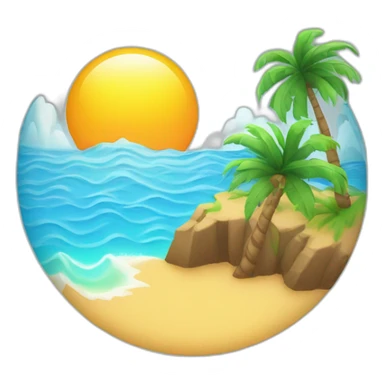 sun, ocean, island with palm tree sticker
