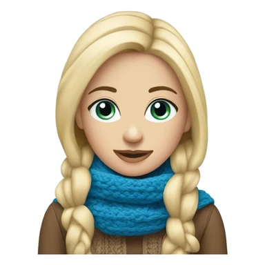 beautiful blonde woman with blue eyes knitting scarf sticker