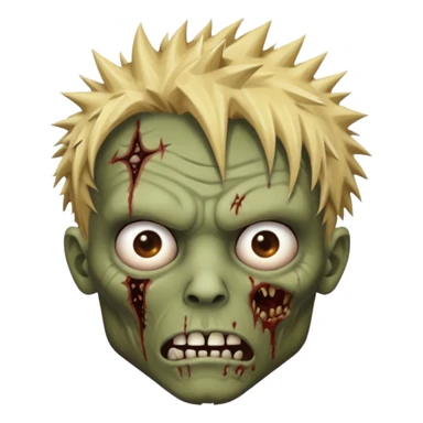 zombie face with spiky hair with blonde patch on the left and make him brownskin sticker