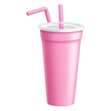 tall pink cup with handle and straw sticker