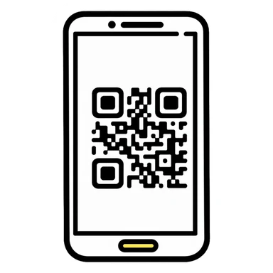 smartphone with QR code displayed on screen sticker