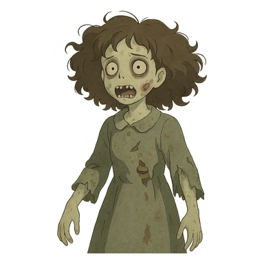 zombie girl with curly hair sticker