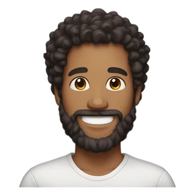 bearded man with dark curly hair and big smile sticker