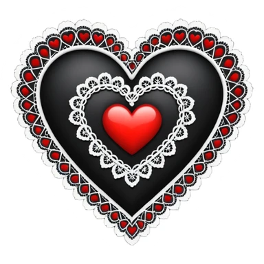 emo heart with a black lace border sticker