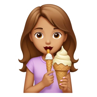 A Girl eats an ice cream sticker