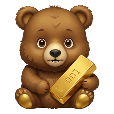 Cute bear with a gold bar sticker