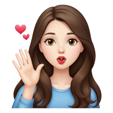  beautiful pale brunette girl with long hair sending a blowing kiss sticker