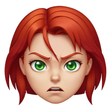 Angry girl with red hair and green eyes sticker