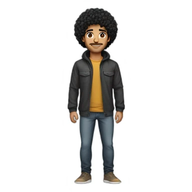 arabic men whit curly black hair, skinny fit sticker