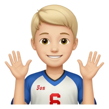 Young boy wishing luck sticker