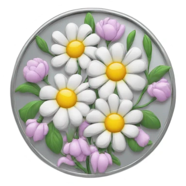 Blooming flowers wrapped around silver metal  sticker