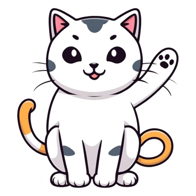 playful cat with paw up sticker