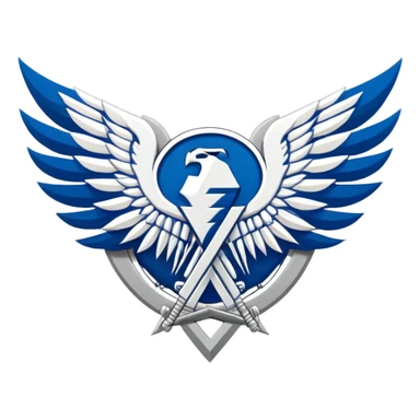 Wings of Freedom logo from Attack on Titan, overlapping blue and white wings, Survey Corps emblem sticker