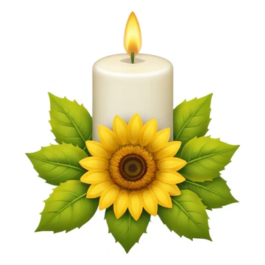 white candle with a sunflower bow sticker