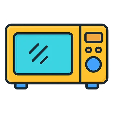 microwave icon, color outline style, subtle shading, modern look sticker