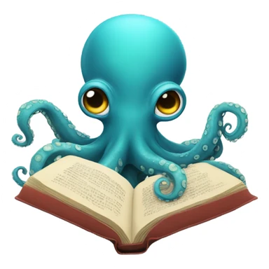 Octopus reading book sticker
