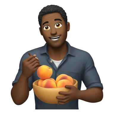 Guy eating peach sticker