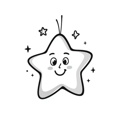 hand drawn doodle star with swirls and sparkles sticker