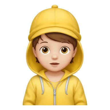 brown hair baby with yellow hersey and hat sticker