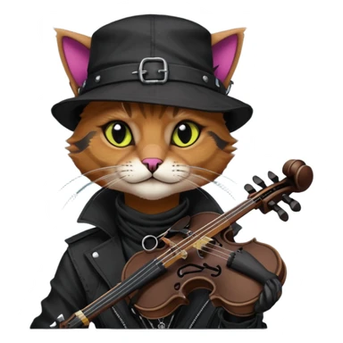Edgy Beautiful Cool Anthro dark cat-fursona punk techwear fiddler hat sticker