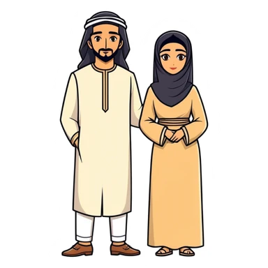 Arab feature couple with soft life aesthetic black haire and eyes with a old money fashion style  sticker