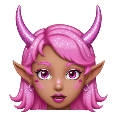glitter pink girl naughty selfie glitter pink horns sticker