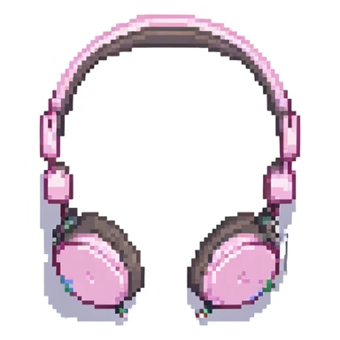 pixel art pink headphones in retro game style sticker