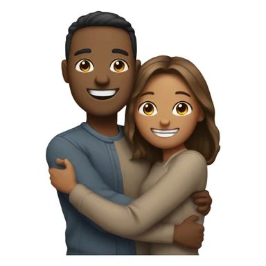 Medium skin tone couple hugging with big smiles sticker
