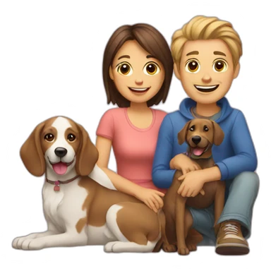 family and dog sticker