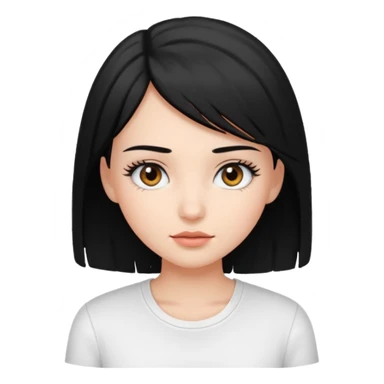 emoji of a black-haired girl showing her eyelashes, no text sticker