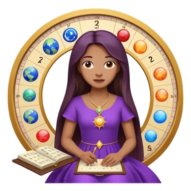 A woman astrologer wearing purple dress and long haircalculating her birth chart  sticker