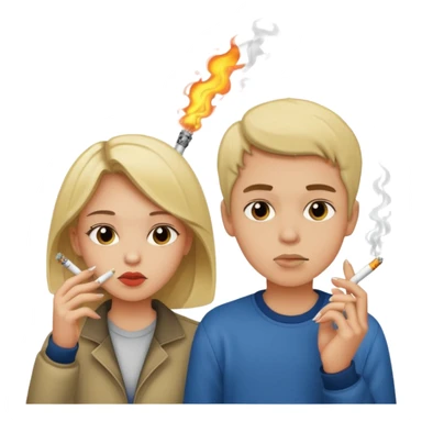 A girl and a boy smoking cigarettes sticker