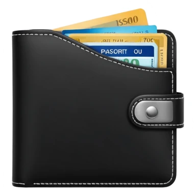 Travel black wallet – larger, holds passport and tickets.
 sticker