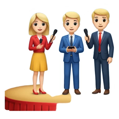 interview, three people, on stage sticker