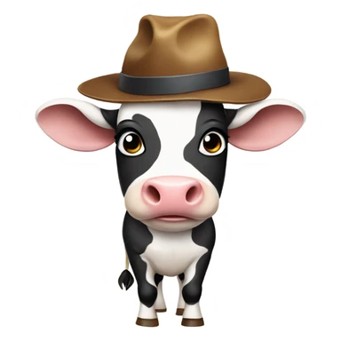 An ugly cow with a hat and umbrella  sticker