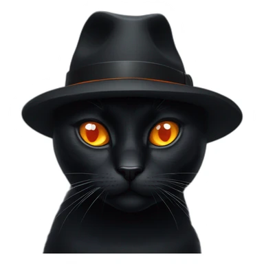black cat with orange eye and mafia hat sticker
