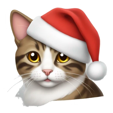 cat wearing santa hat sticker