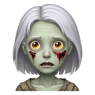 A pale zombie girl with white grey hair sticker