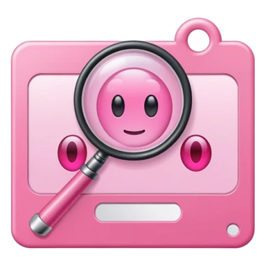 pink magnifying glass on the pink ID card sticker