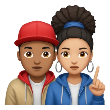 Multiracial hip hop couple love, mad, happy sticker
